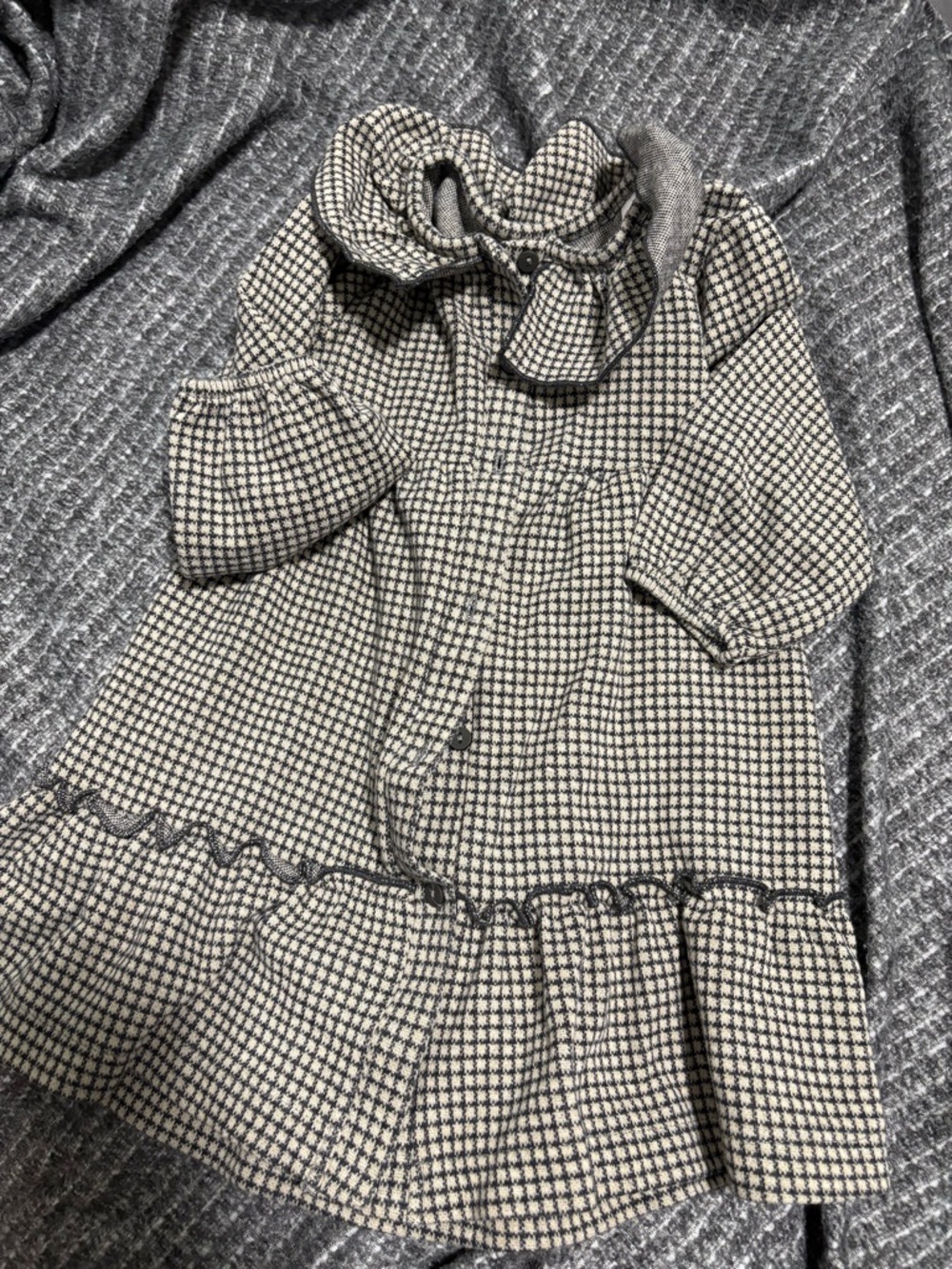 Zara Houndstooth Button-Front Top - Cream & Black